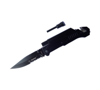 Nóż survivalowy 6w1 czarny